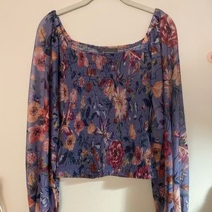 Ruched Floral Anthro Shirt